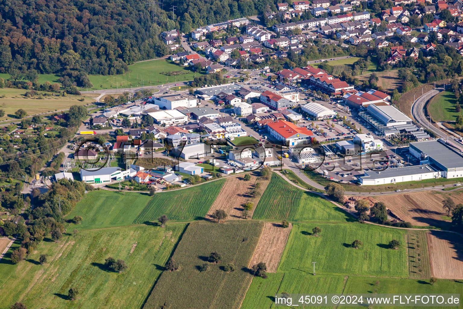 Commercial area Hertzstr in the district Langensteinbach in Karlsbad in the state Baden-Wuerttemberg, Germany