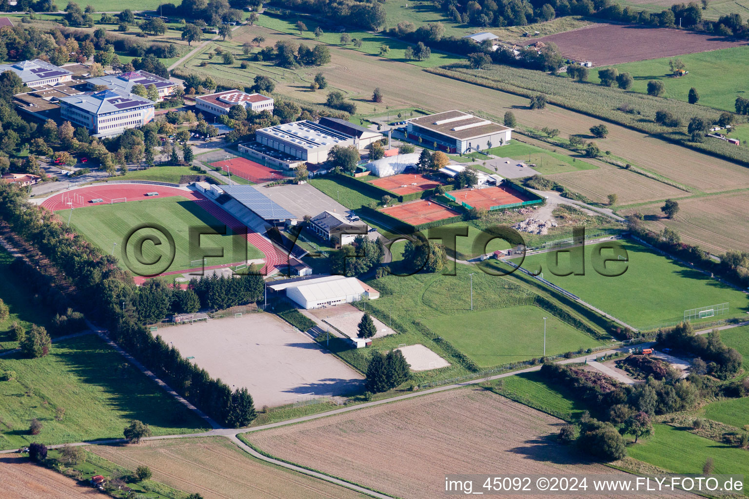 Ensemble of sports grounds of the schools in Karlsbad in the state Baden-Wurttemberg