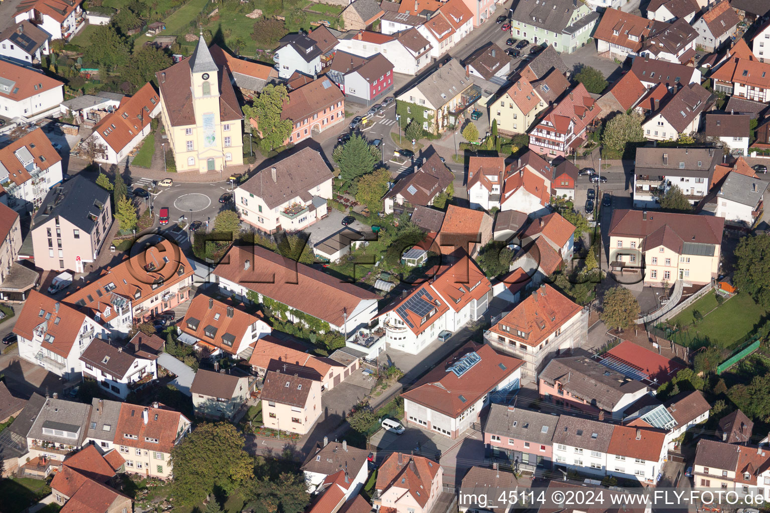 Main Street in the district Langensteinbach in Karlsbad in the state Baden-Wuerttemberg, Germany