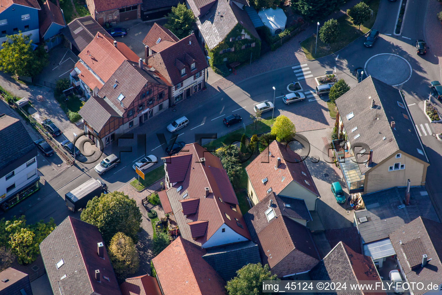 Main Street in the district Langensteinbach in Karlsbad in the state Baden-Wuerttemberg, Germany