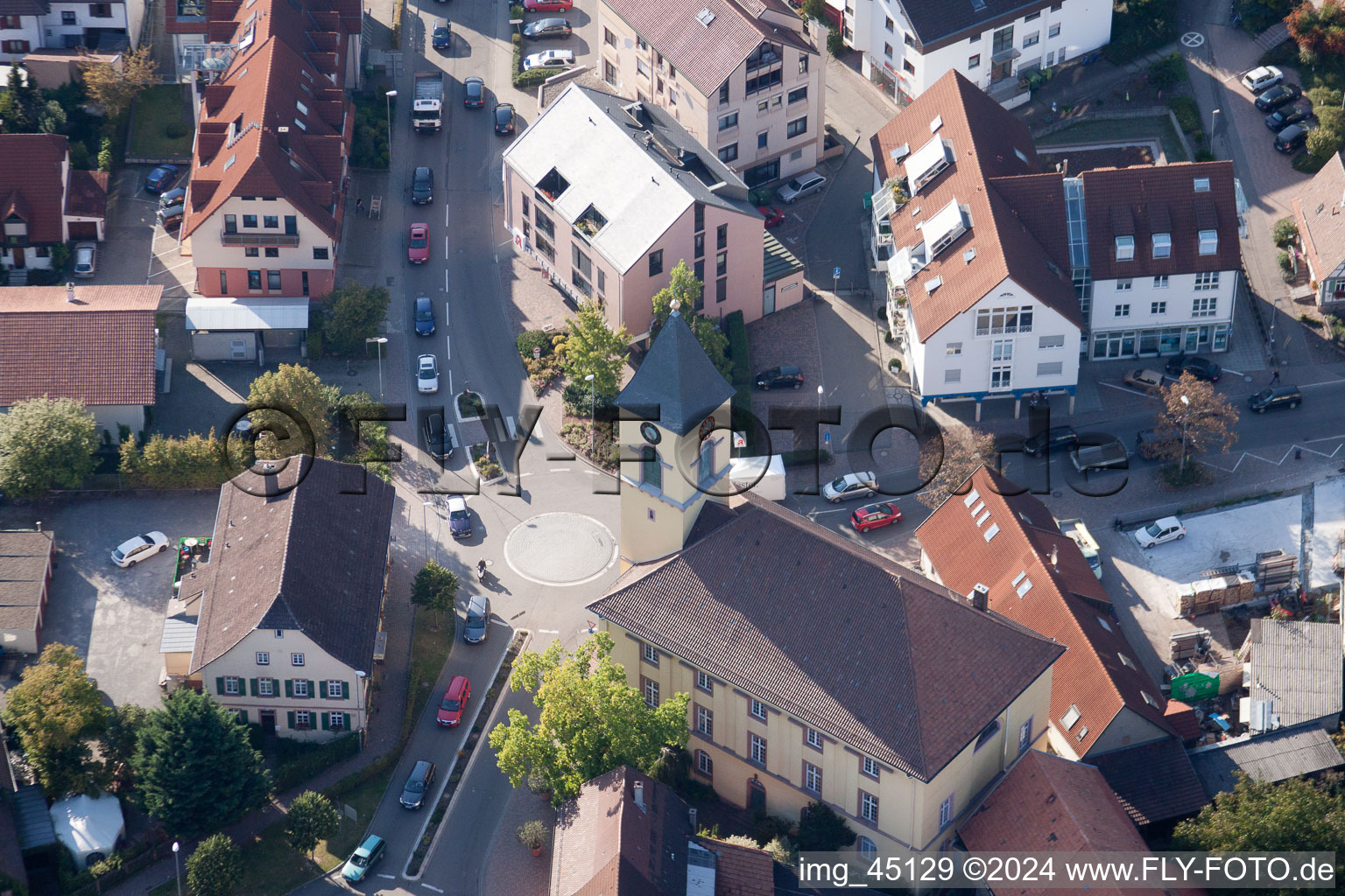 Aerial photograpy of Central Pharmacy in the district Langensteinbach in Karlsbad in the state Baden-Wuerttemberg, Germany