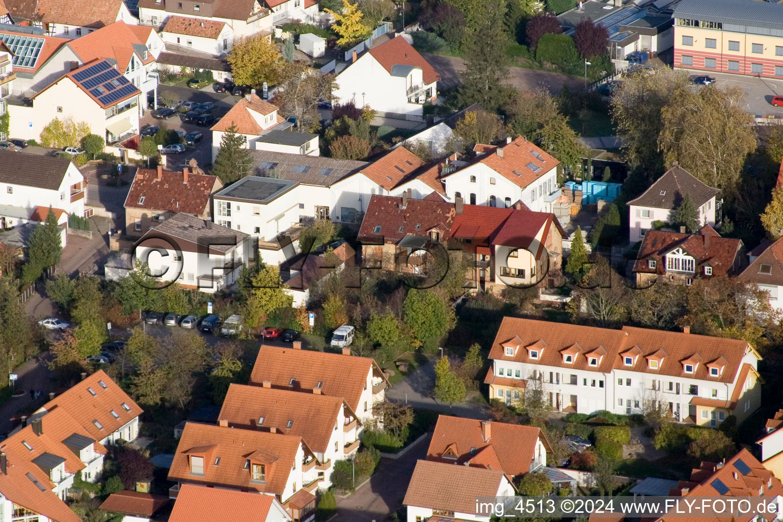 Bismarckstr in Kandel in the state Rhineland-Palatinate, Germany viewn from the air