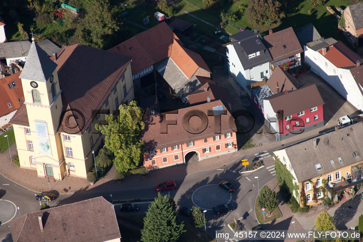 District Langensteinbach in Karlsbad in the state Baden-Wuerttemberg, Germany seen from above