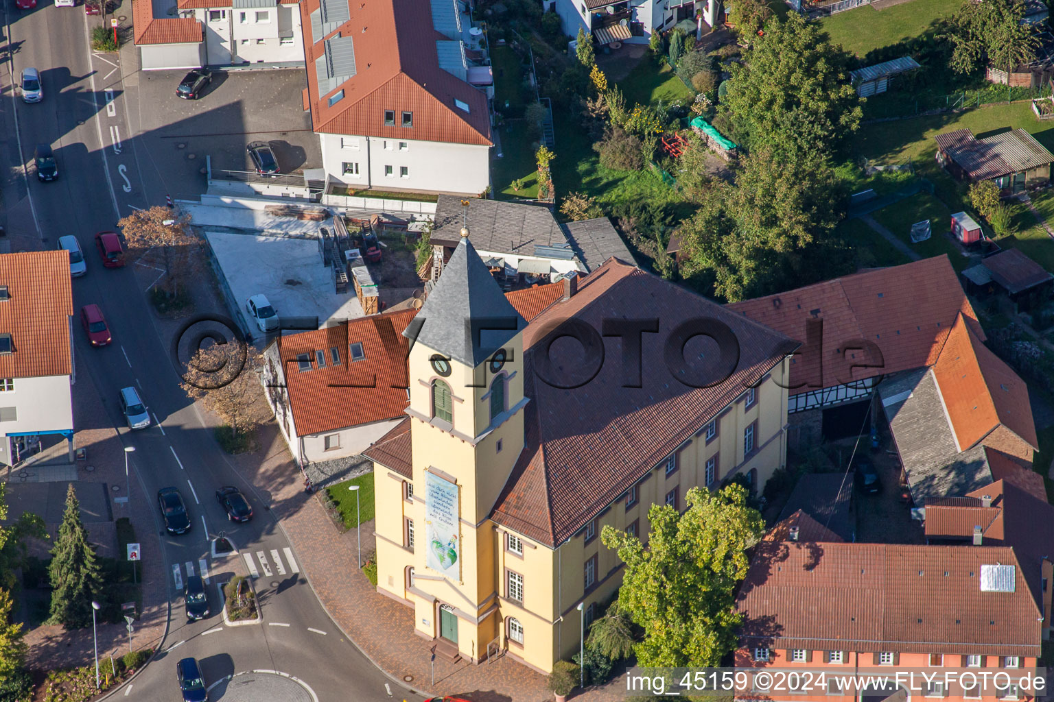 District Langensteinbach in Karlsbad in the state Baden-Wuerttemberg, Germany from the plane