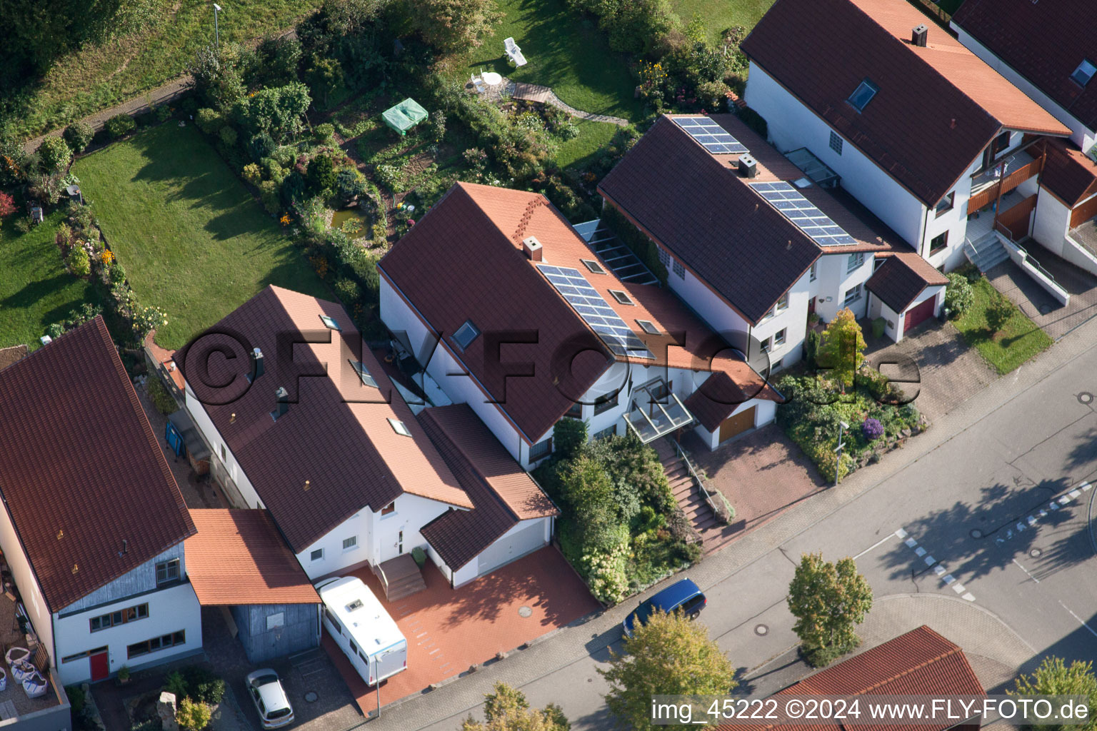 Mozartstr in the district Langensteinbach in Karlsbad in the state Baden-Wuerttemberg, Germany out of the air