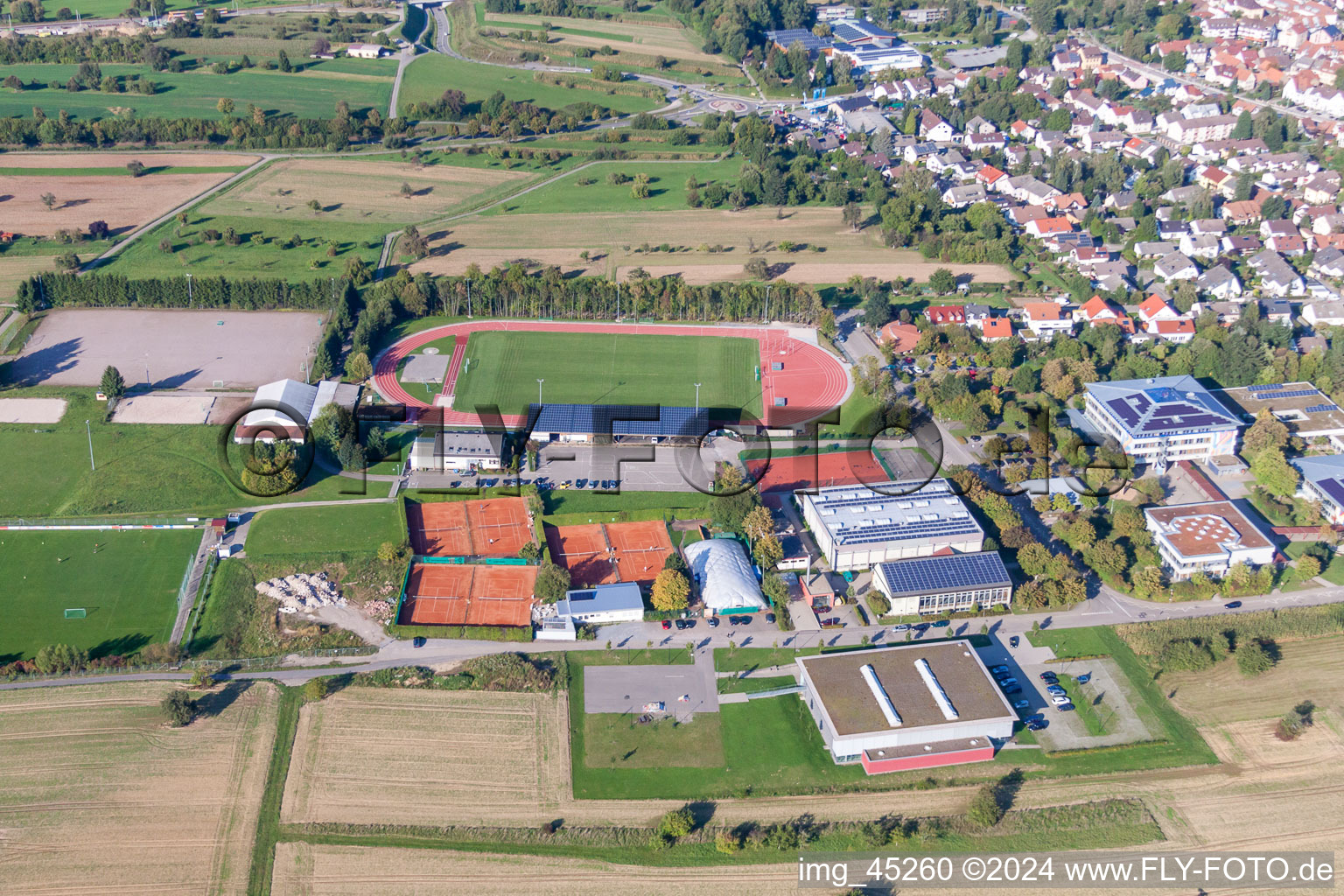 Ensemble of sports grounds TC Langensteinbach in the district Langensteinbach in Karlsbad in the state Baden-Wurttemberg, Germany