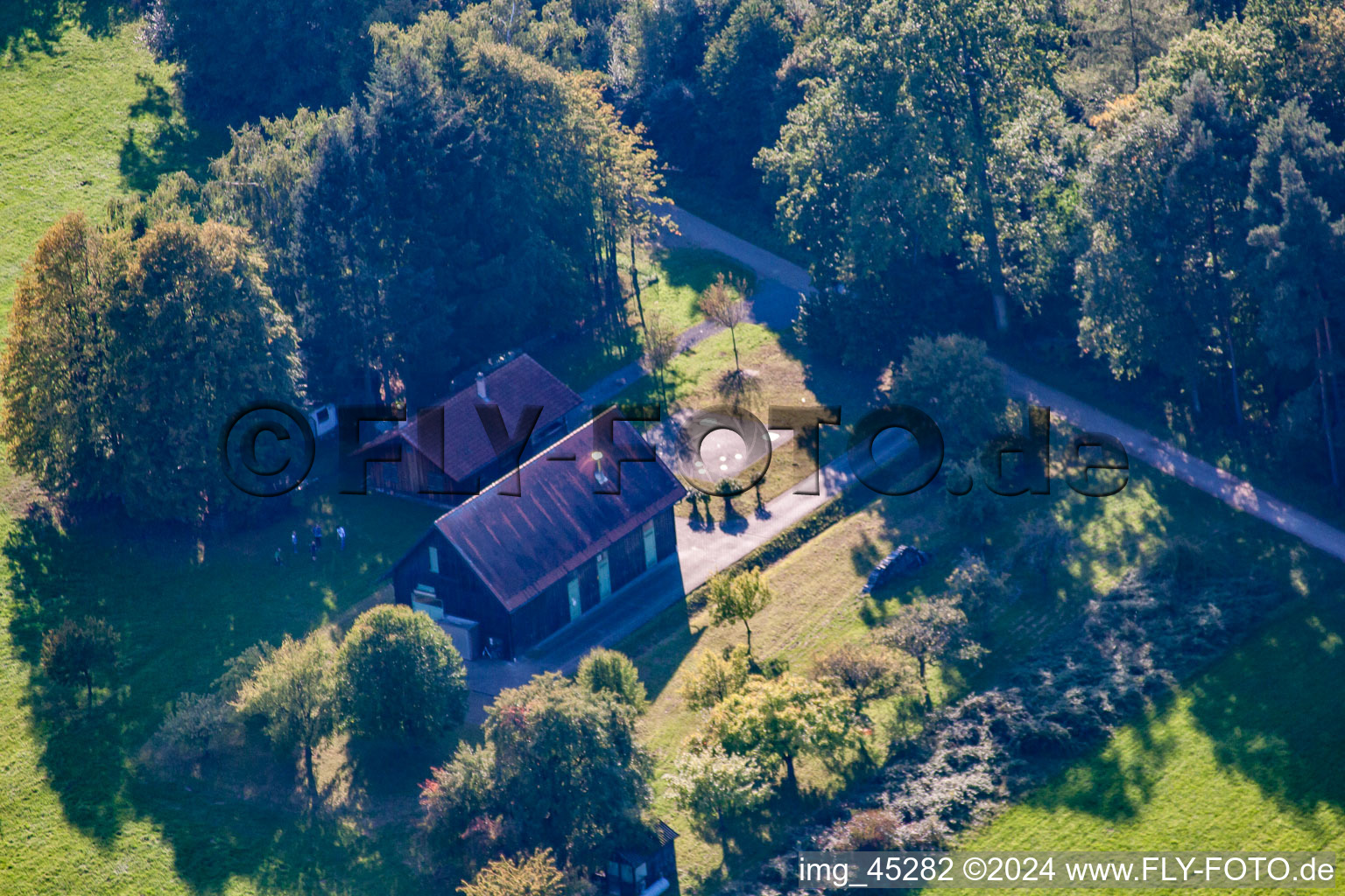 District Langensteinbach in Karlsbad in the state Baden-Wuerttemberg, Germany viewn from the air