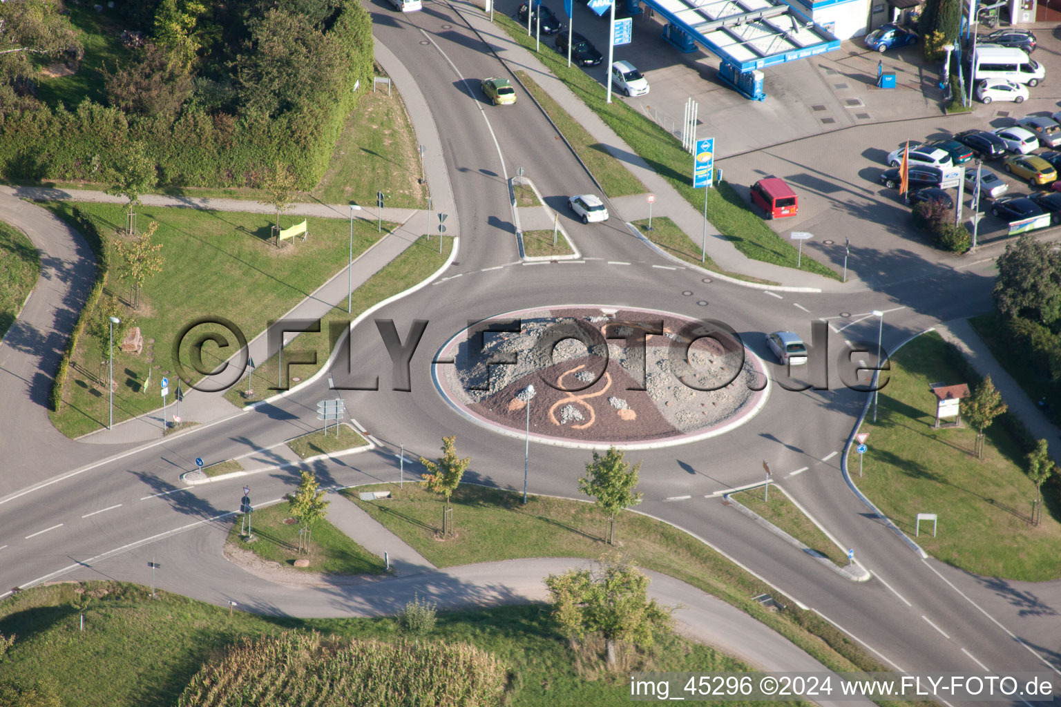 Ettlinger Straße roundabout in the district Langensteinbach in Karlsbad in the state Baden-Wuerttemberg, Germany