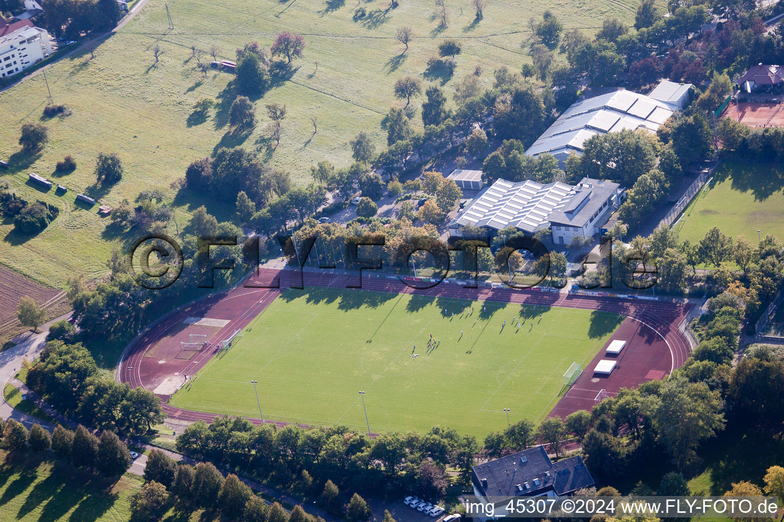 Aerial photograpy of TSV 05 Reichenbach in the district Busenbach in Waldbronn in the state Baden-Wuerttemberg, Germany