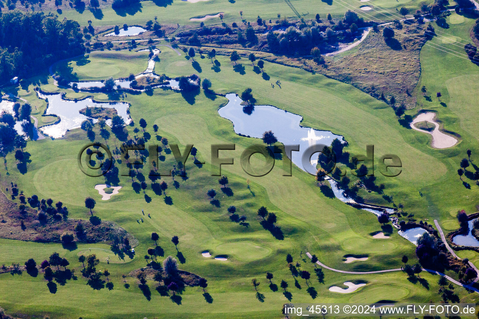 Aerial view of Hofgut Scheibenhardt Golf Club in Ettlingen in the state Baden-Wuerttemberg, Germany