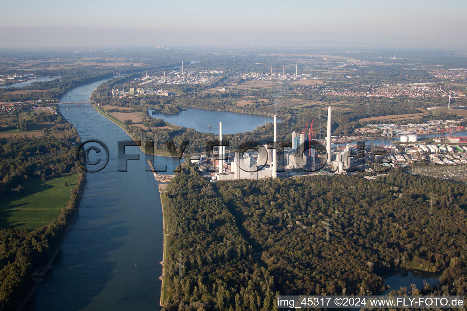 Aerial photograpy of ENBW in the district Rheinhafen in Karlsruhe in the state Baden-Wuerttemberg, Germany