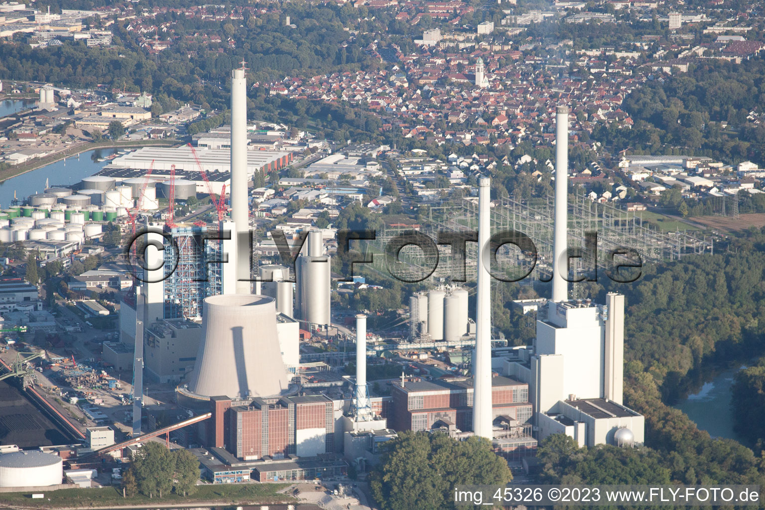 ENBW in the district Rheinhafen in Karlsruhe in the state Baden-Wuerttemberg, Germany out of the air