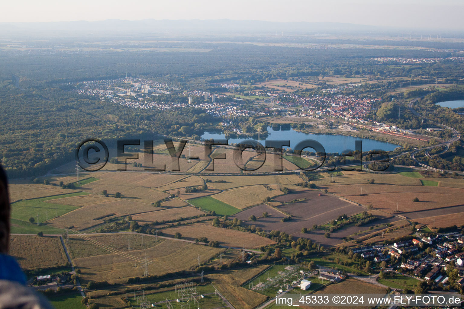 Aerial photograpy of District Maximiliansau in Wörth am Rhein in the state Rhineland-Palatinate, Germany