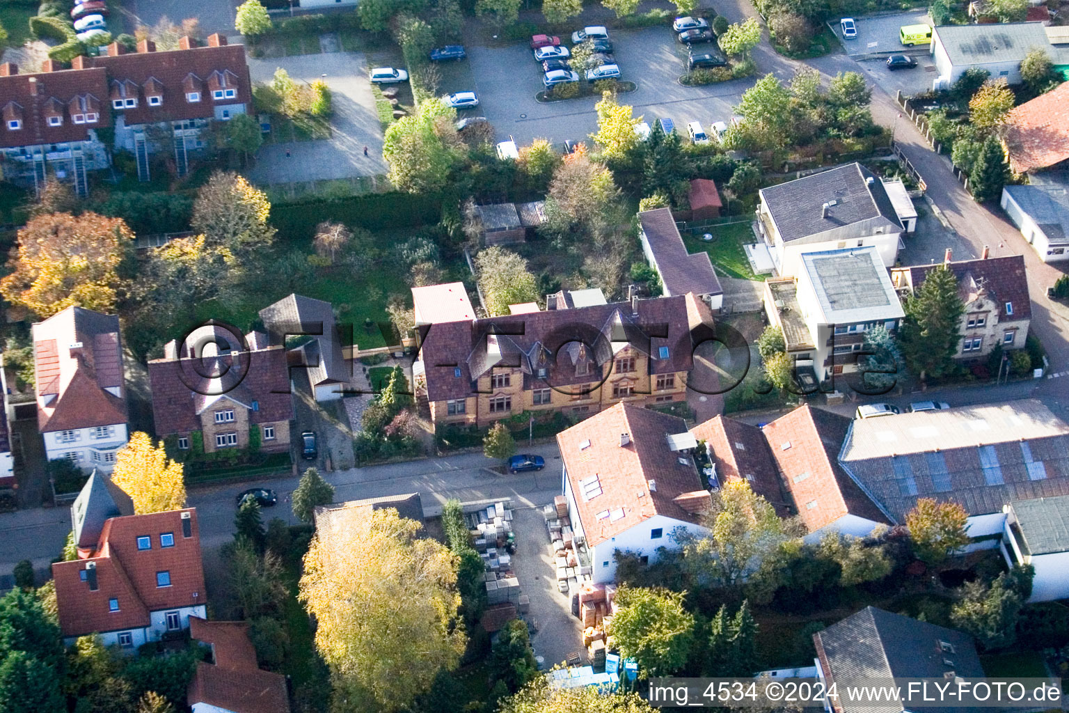 Bismarckstr in Kandel in the state Rhineland-Palatinate, Germany from the drone perspective