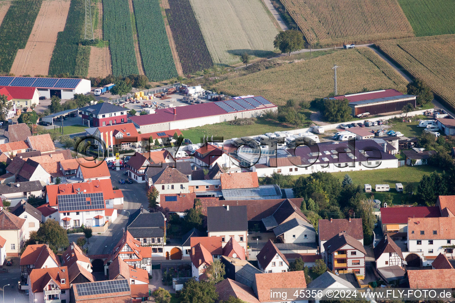 Minfeld in the state Rhineland-Palatinate, Germany viewn from the air