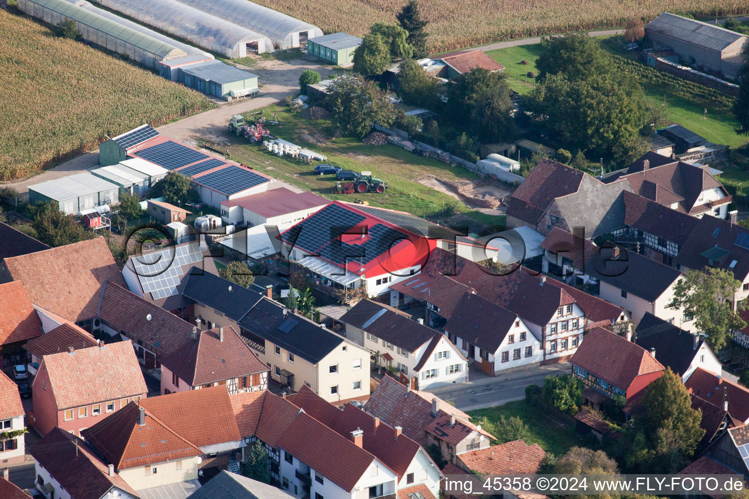 Drone image of Minfeld in the state Rhineland-Palatinate, Germany