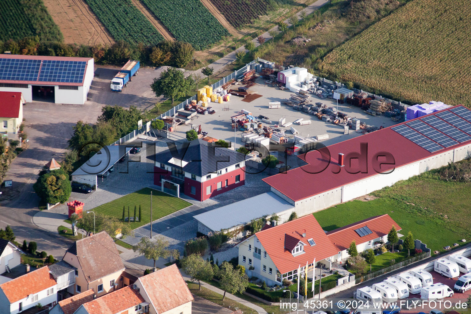 Minfeld in the state Rhineland-Palatinate, Germany seen from a drone