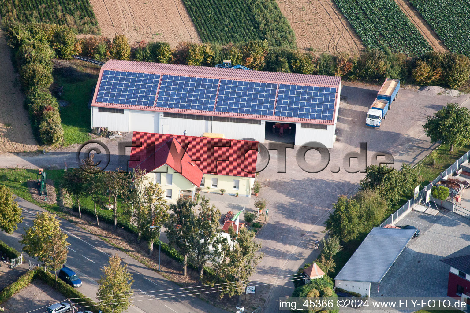 Oblique view of Minfeld in the state Rhineland-Palatinate, Germany