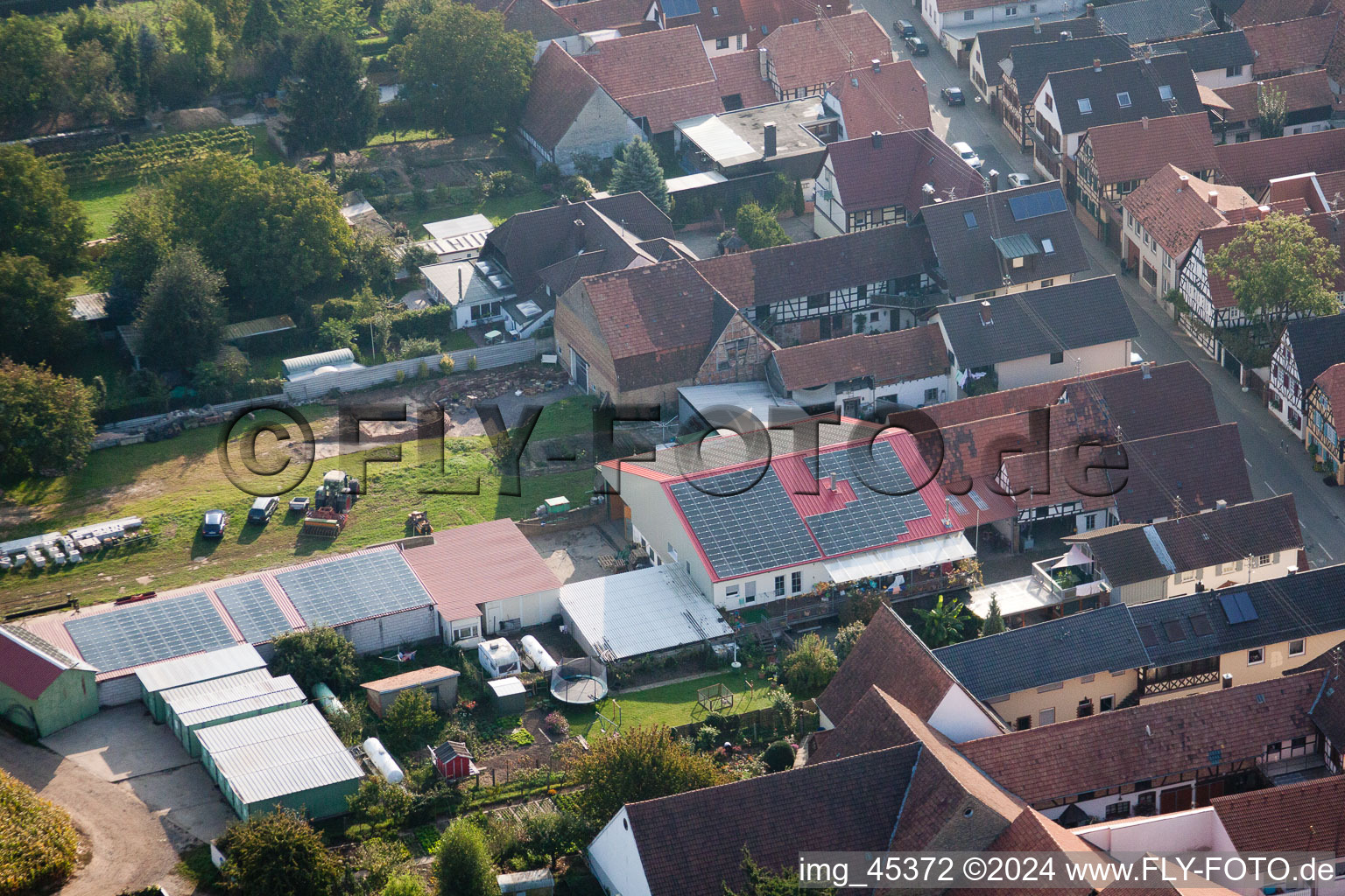 Minfeld in the state Rhineland-Palatinate, Germany from the plane