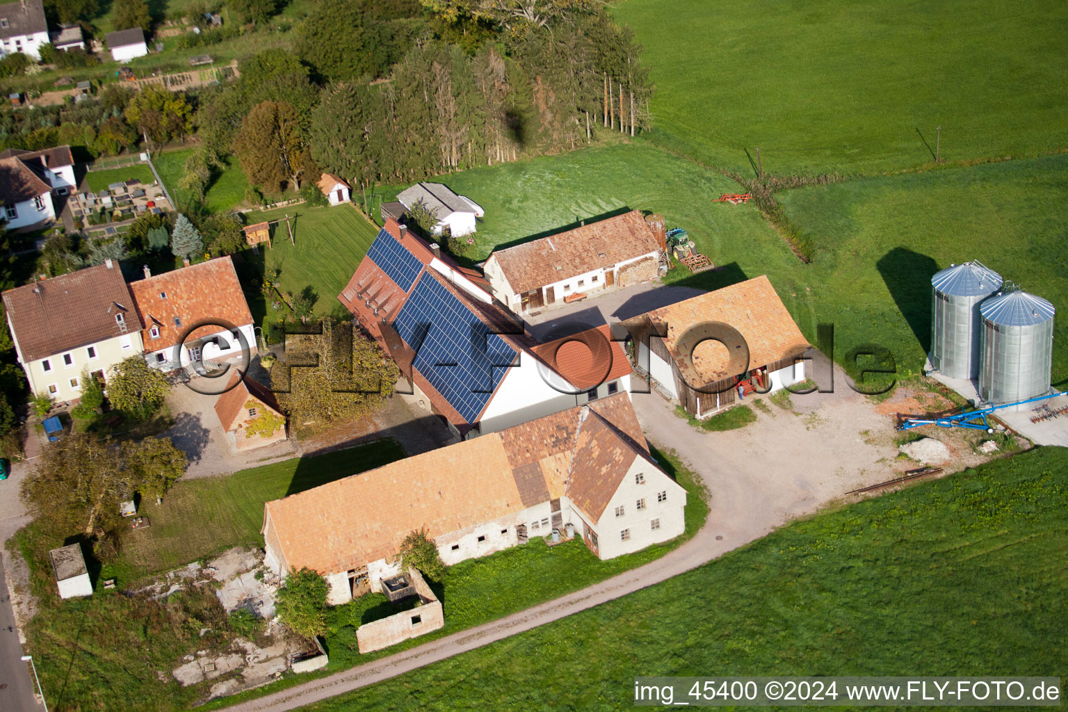 Aerial view of District Deutschhof in Kapellen-Drusweiler in the state Rhineland-Palatinate, Germany