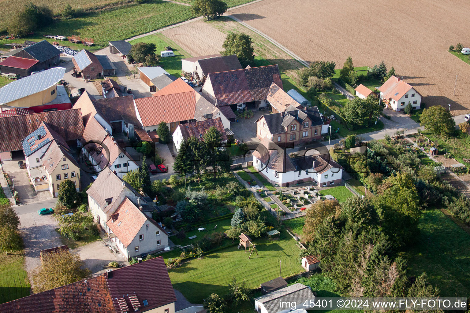 Deutschhof in the state Rhineland-Palatinate, Germany from above