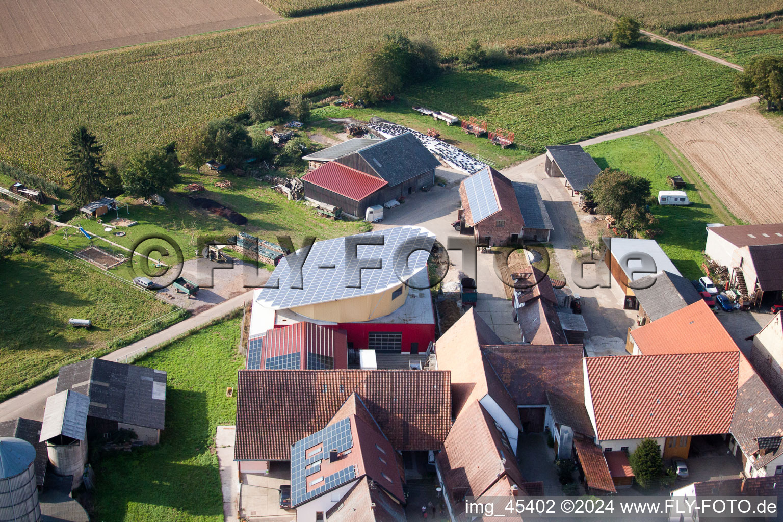 Deutschhof in the state Rhineland-Palatinate, Germany out of the air