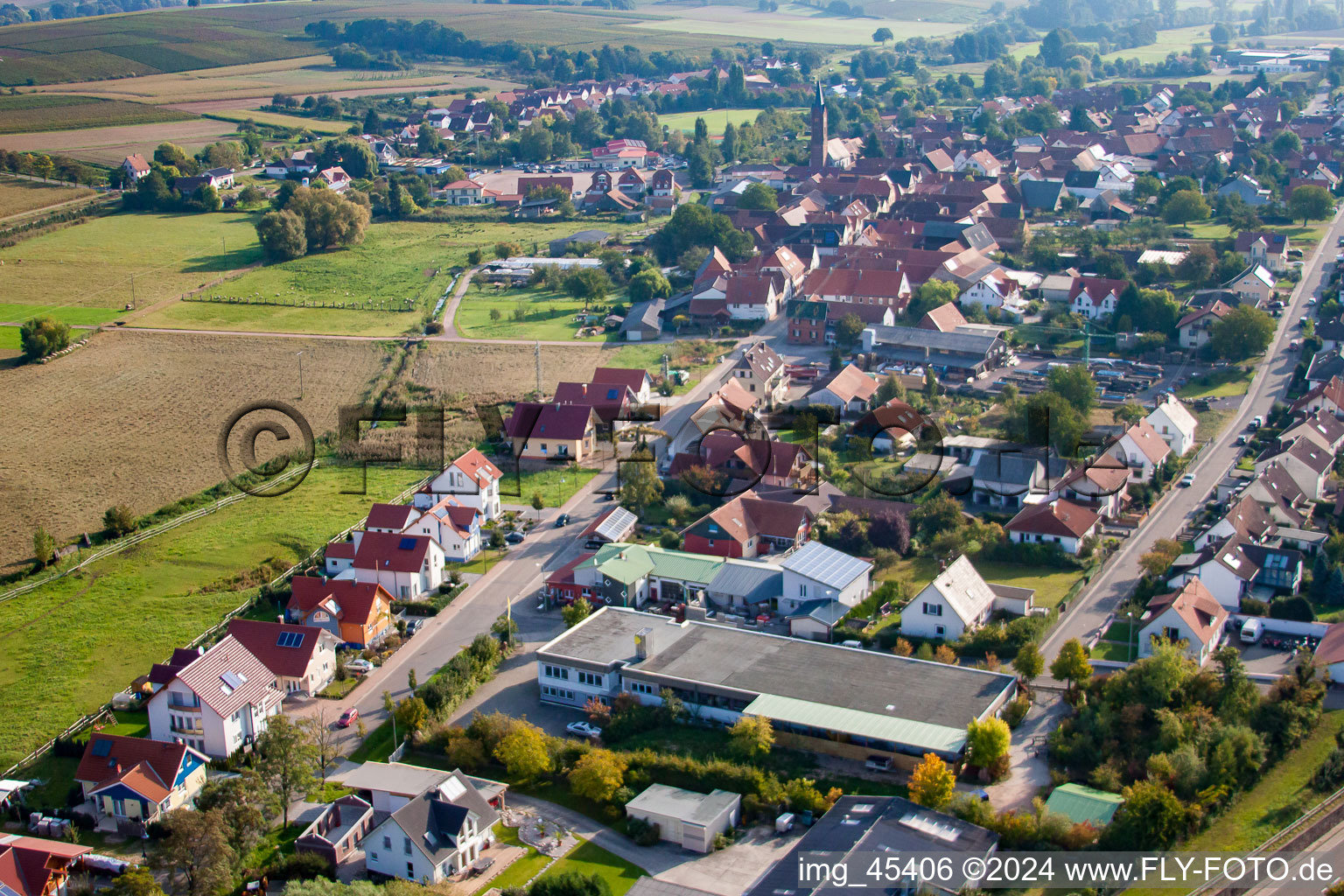 Drone recording of District Kapellen in Kapellen-Drusweiler in the state Rhineland-Palatinate, Germany