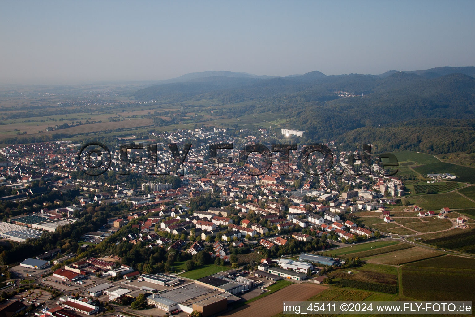 Bad Bergzabern in the state Rhineland-Palatinate, Germany from the plane