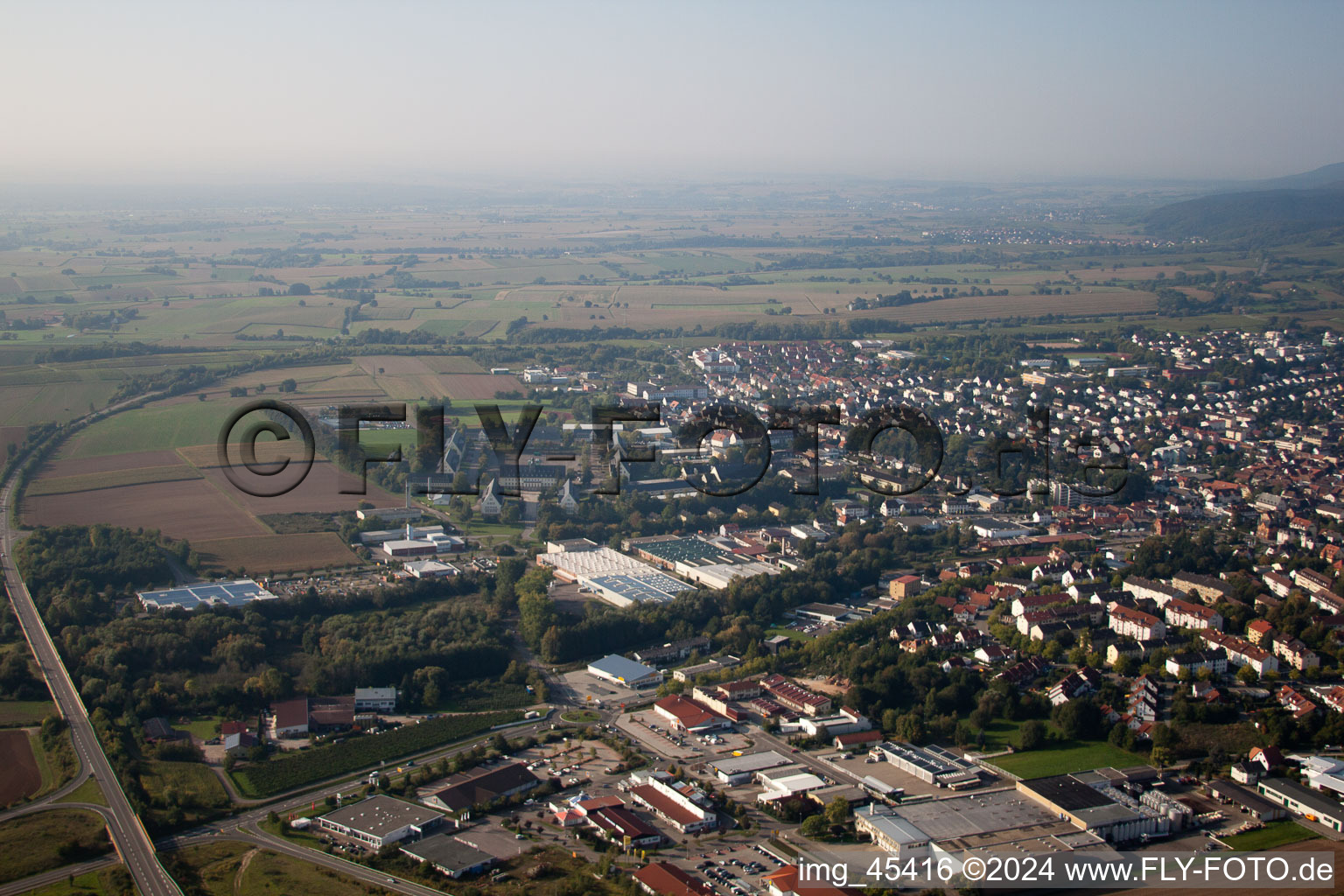 Bad Bergzabern in the state Rhineland-Palatinate, Germany viewn from the air