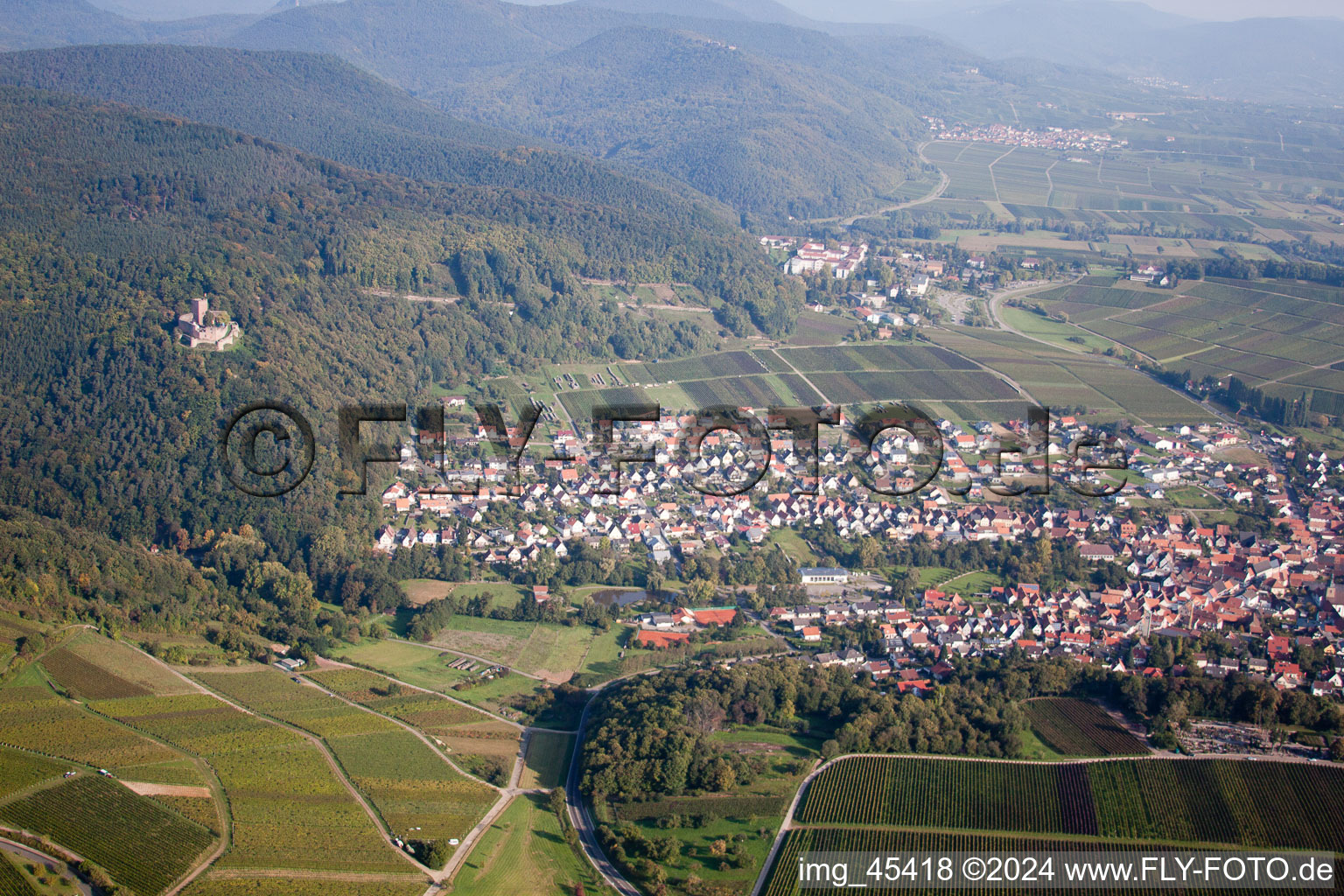 Klingenmünster in the state Rhineland-Palatinate, Germany from the plane