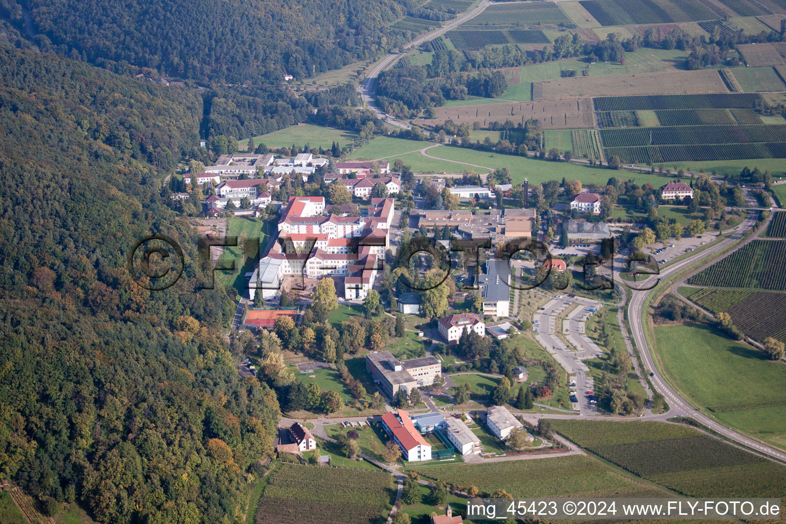 Aerial photograpy of State Psychiatric Clinic in Klingenmünster in the state Rhineland-Palatinate, Germany