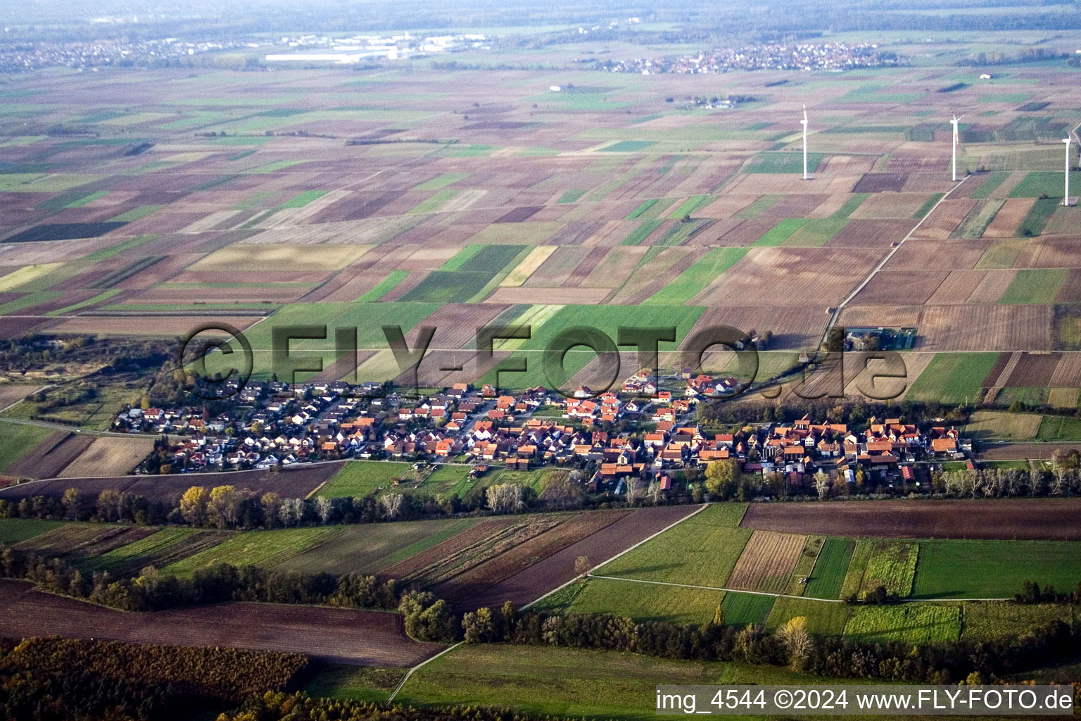 Oblique view of From the south in Herxheimweyher in the state Rhineland-Palatinate, Germany