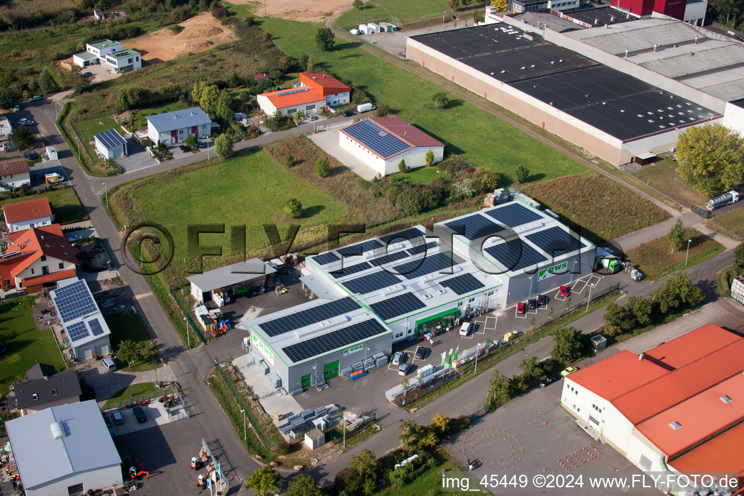 Oblique view of Winegrowers' cooperative in Ilbesheim bei Landau in der Pfalz in the state Rhineland-Palatinate, Germany