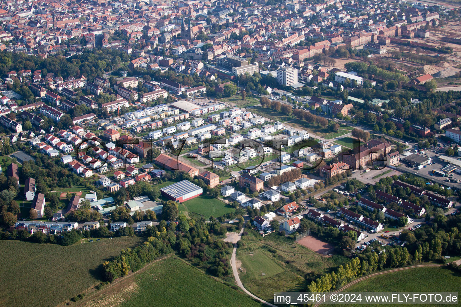 Landau in der Pfalz in the state Rhineland-Palatinate, Germany seen from a drone