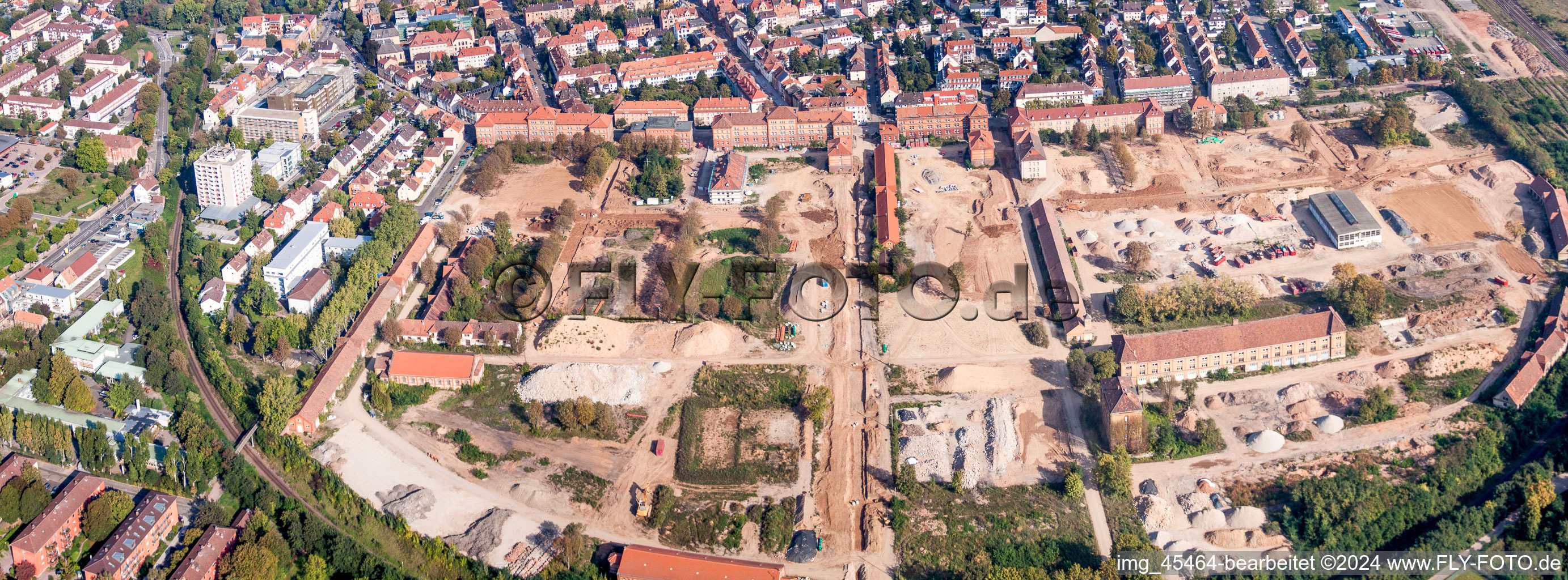 Aerial photograpy of Construction of Exhibition grounds of the Landesgartenschau 2015 in Landau in der Pfalz in the state Rhineland-Palatinate, Germany