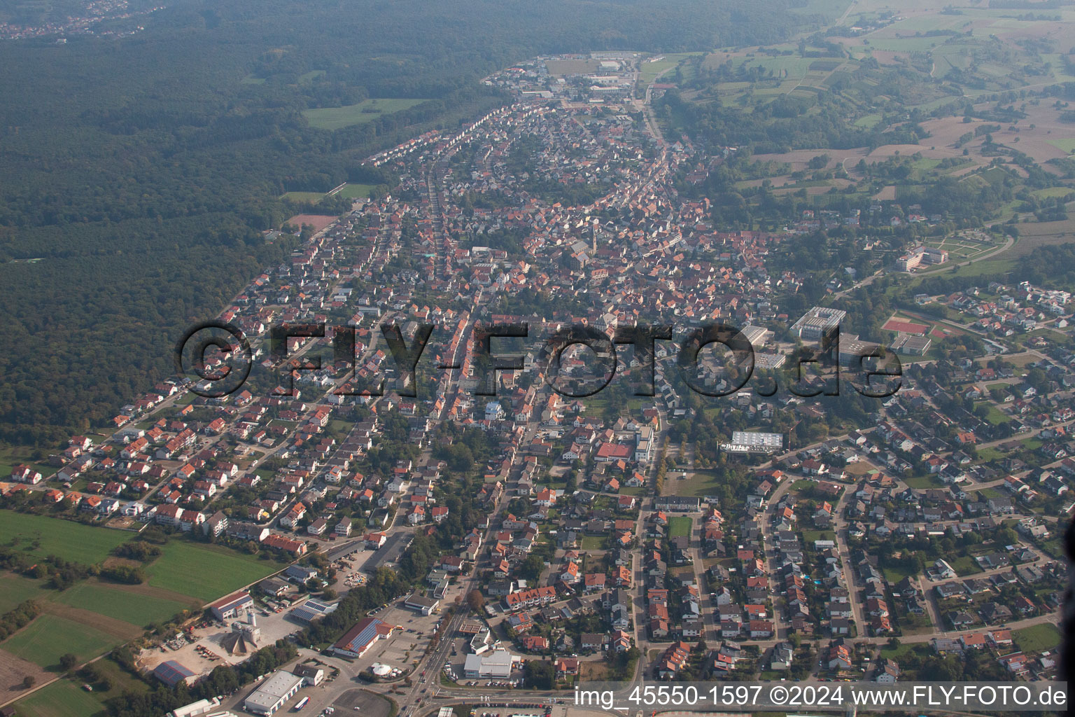 Bird's eye view of Östringen in the state Baden-Wuerttemberg, Germany