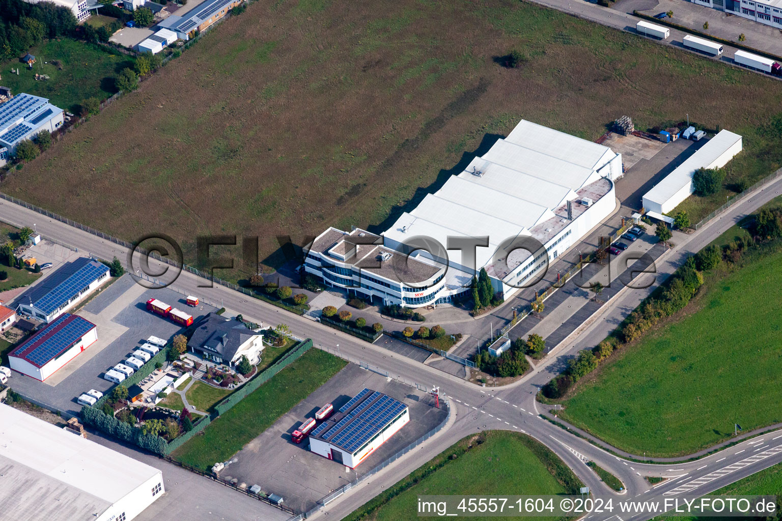 Building and production halls on the premises of SEW-EURODRIVE Oestringen GmbH in Oestringen in the state Baden-Wurttemberg, Germany