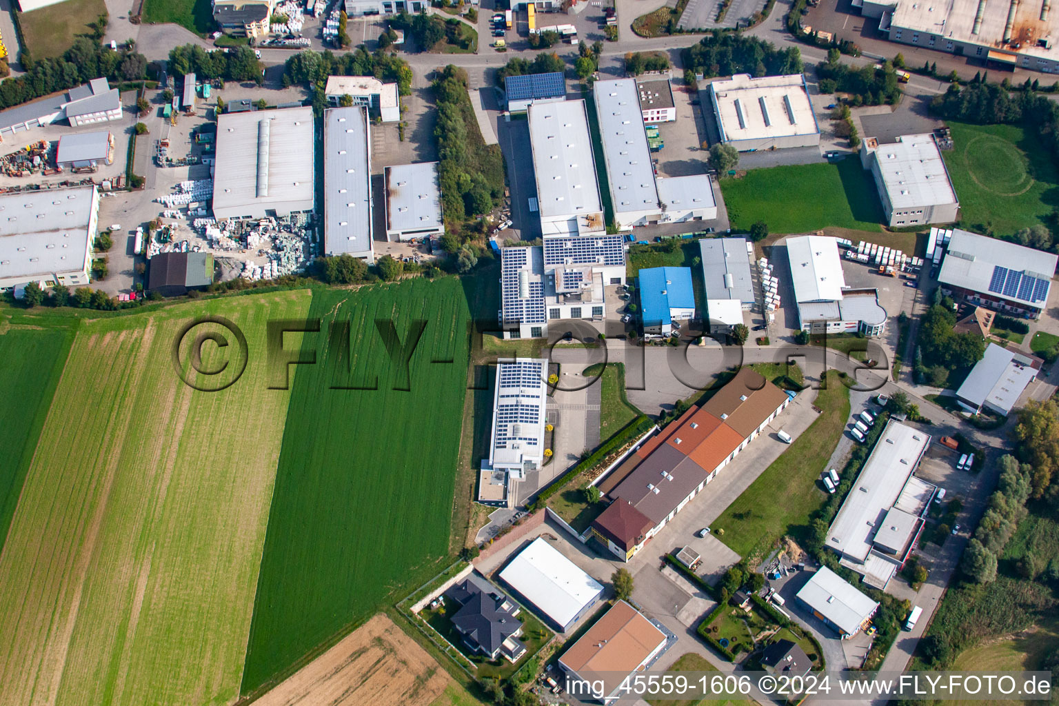 Commercial area SW in the district Dühren in Sinsheim in the state Baden-Wuerttemberg, Germany