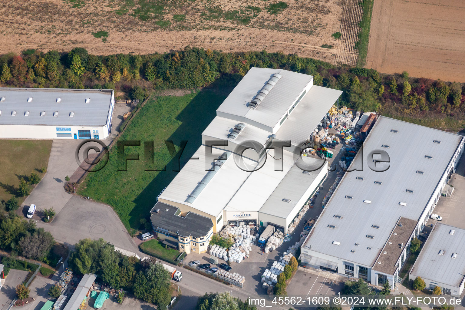 Aerial view of Commercial area SW in the district Dühren in Sinsheim in the state Baden-Wuerttemberg, Germany