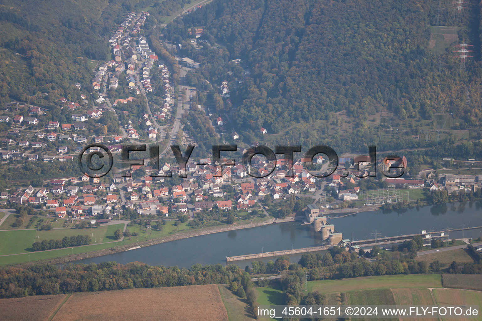 Aerial photograpy of Neckarzimmern in the state Baden-Wuerttemberg, Germany