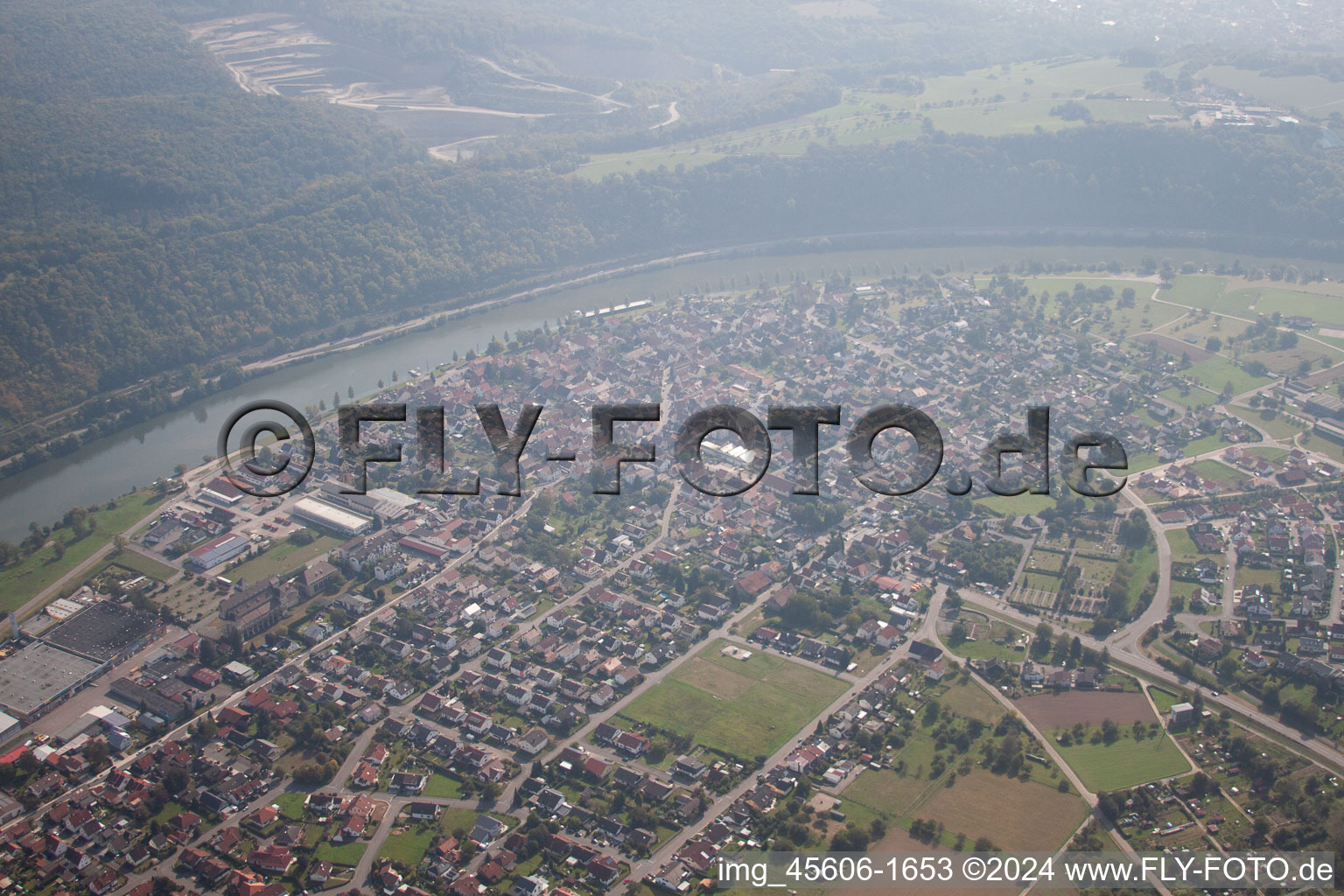 Aerial photograpy of Haßmersheim in the state Baden-Wuerttemberg, Germany