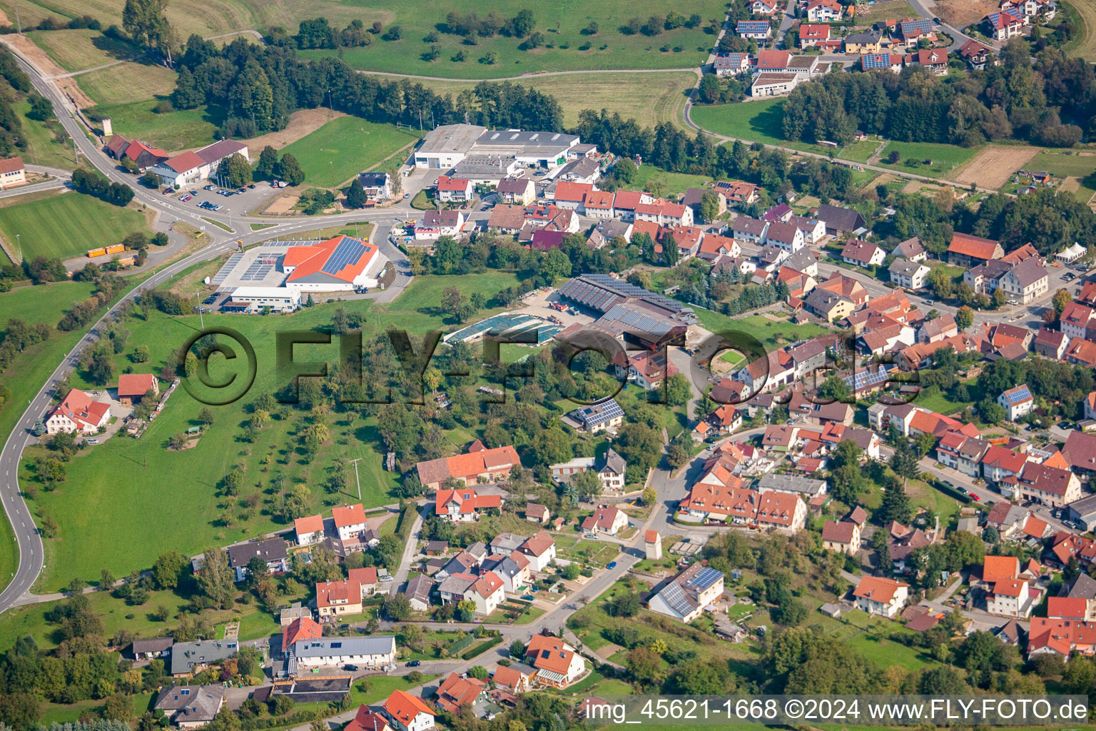 Aerial view of District Sulzbach in Billigheim in the state Baden-Wuerttemberg, Germany