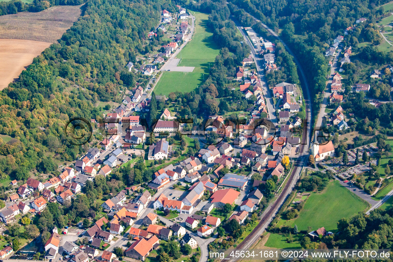 From the southwest in the district Sennfeld in Adelsheim in the state Baden-Wuerttemberg, Germany