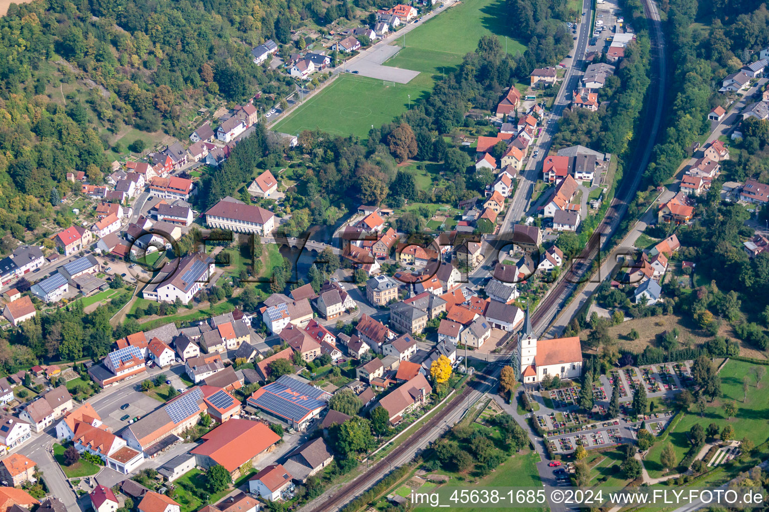 Railway track in the district Sennfeld in Adelsheim in the state Baden-Wurttemberg, Germany