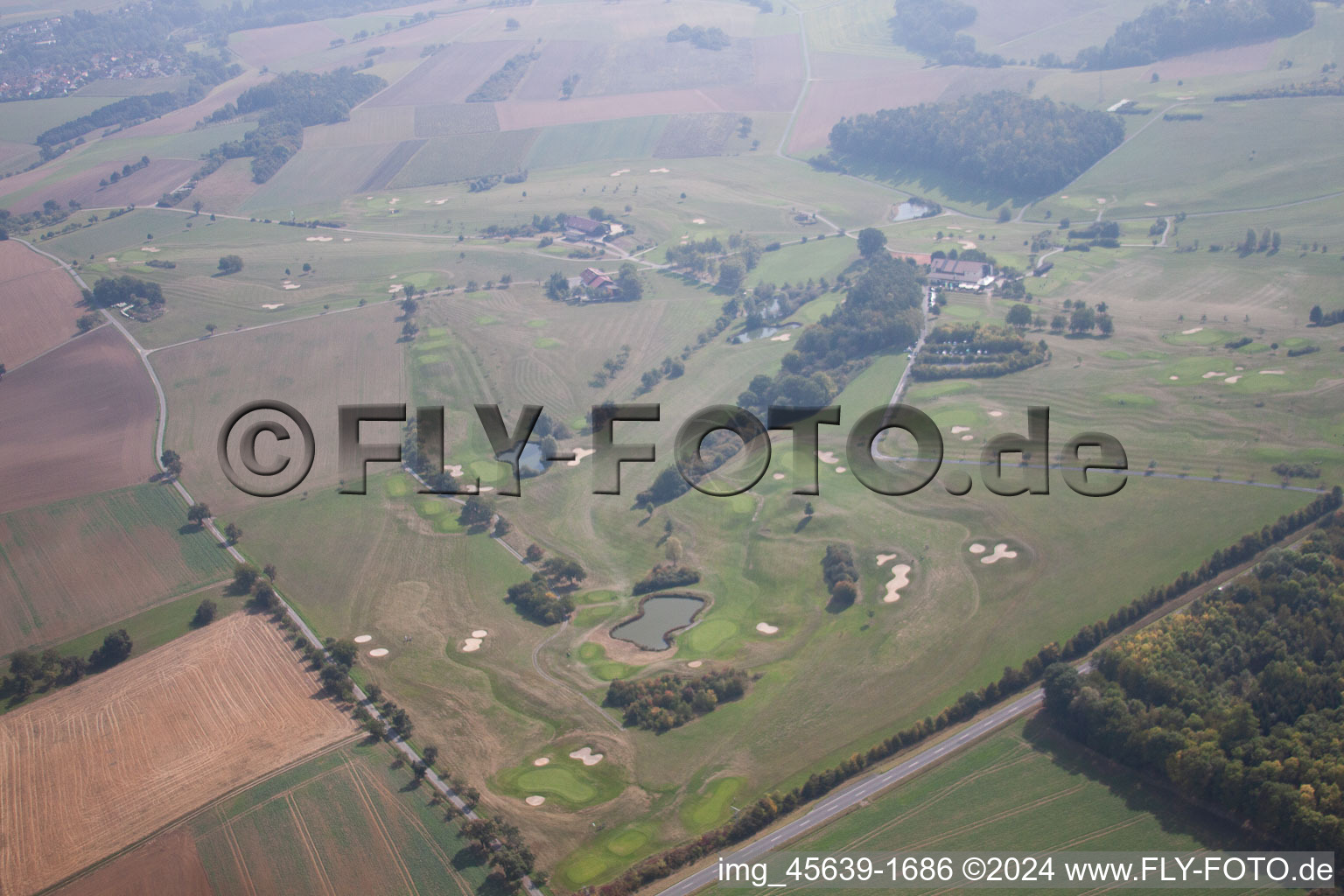 Grounds of the Golf course at Golfanlage Kaiserhoehe in the district Merchingen in Ravenstein in the state Baden-Wurttemberg, Germany