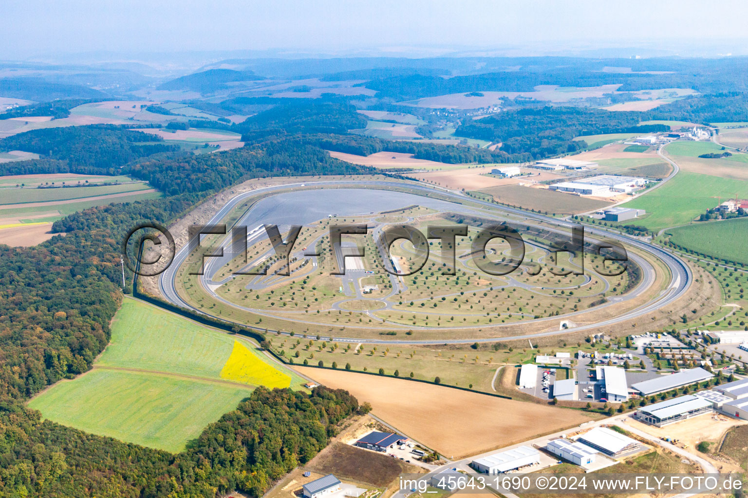 Aerial view of Test track of the test center Boxberg in the district Windischbuch in Boxberg in the state Baden-Wuerttemberg, Germany