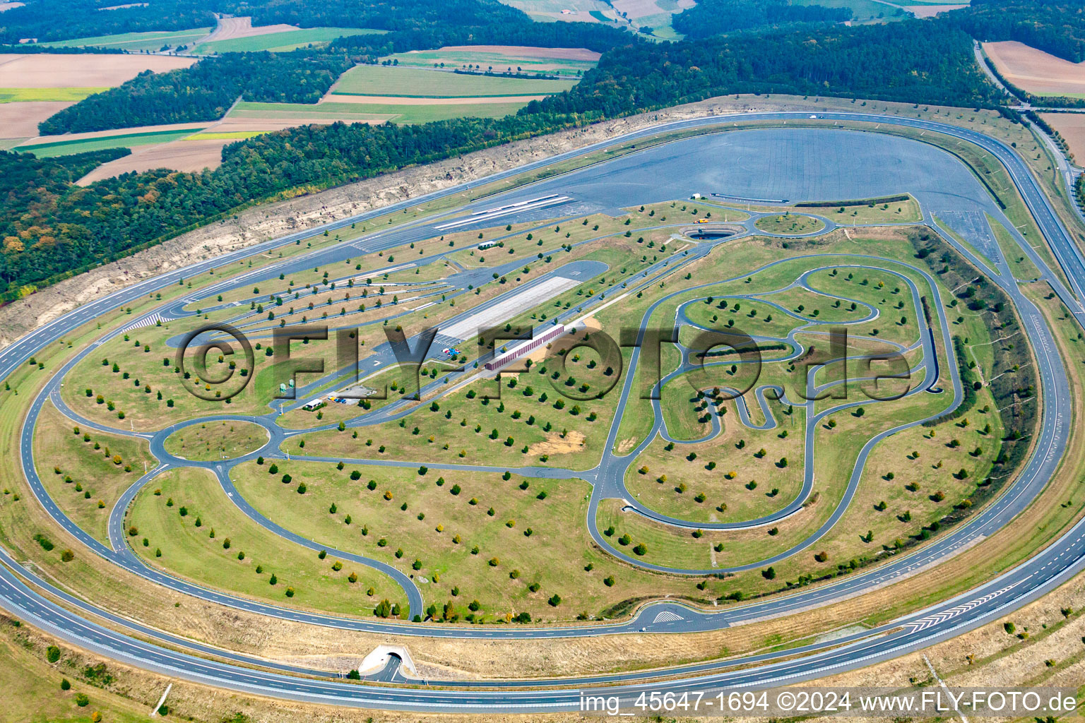 Aerial photograpy of Test track of the test center Boxberg in the district Windischbuch in Boxberg in the state Baden-Wuerttemberg, Germany