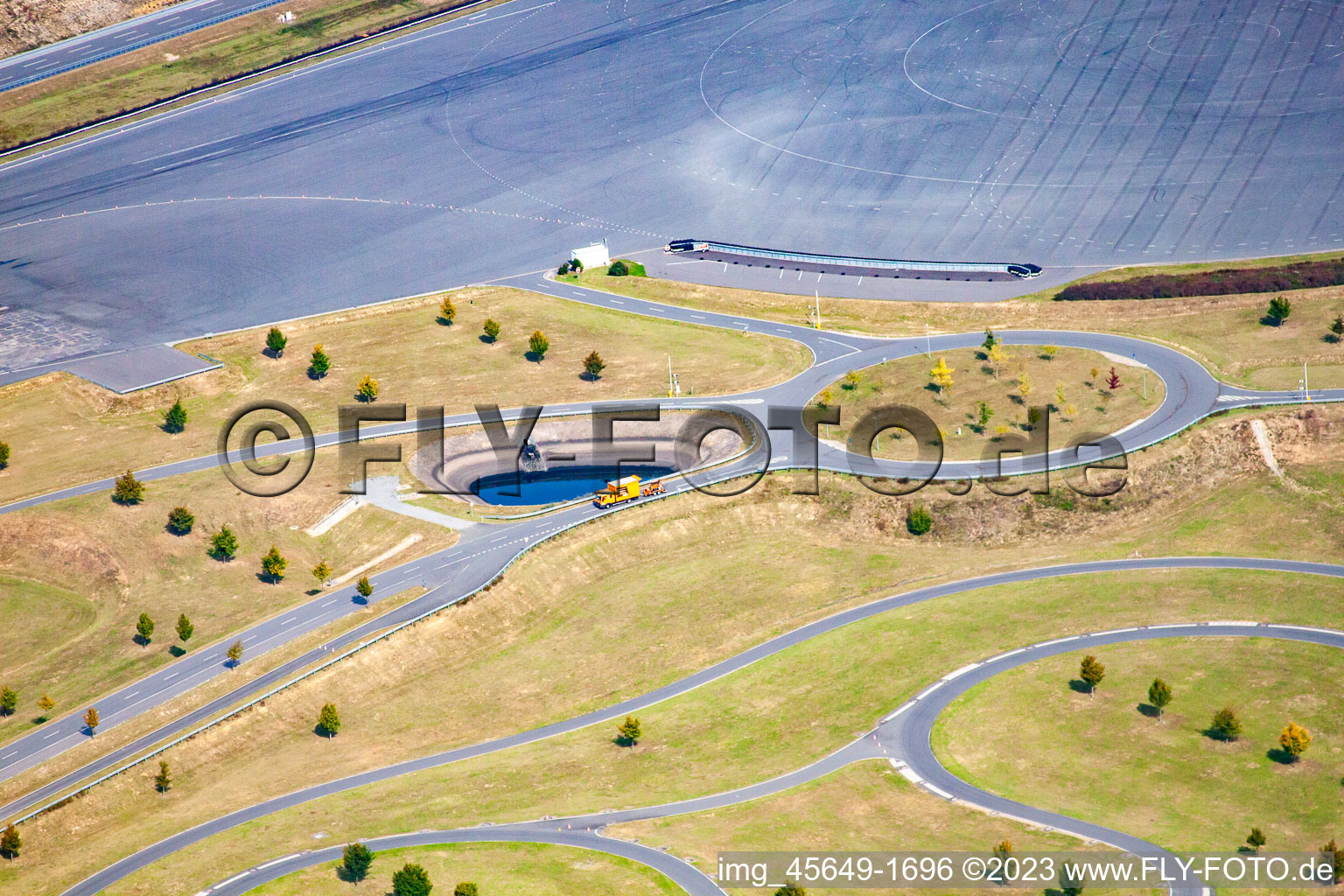 Aerial view of Test center Boxberg, test track in the district Windischbuch in Boxberg in the state Baden-Wuerttemberg, Germany