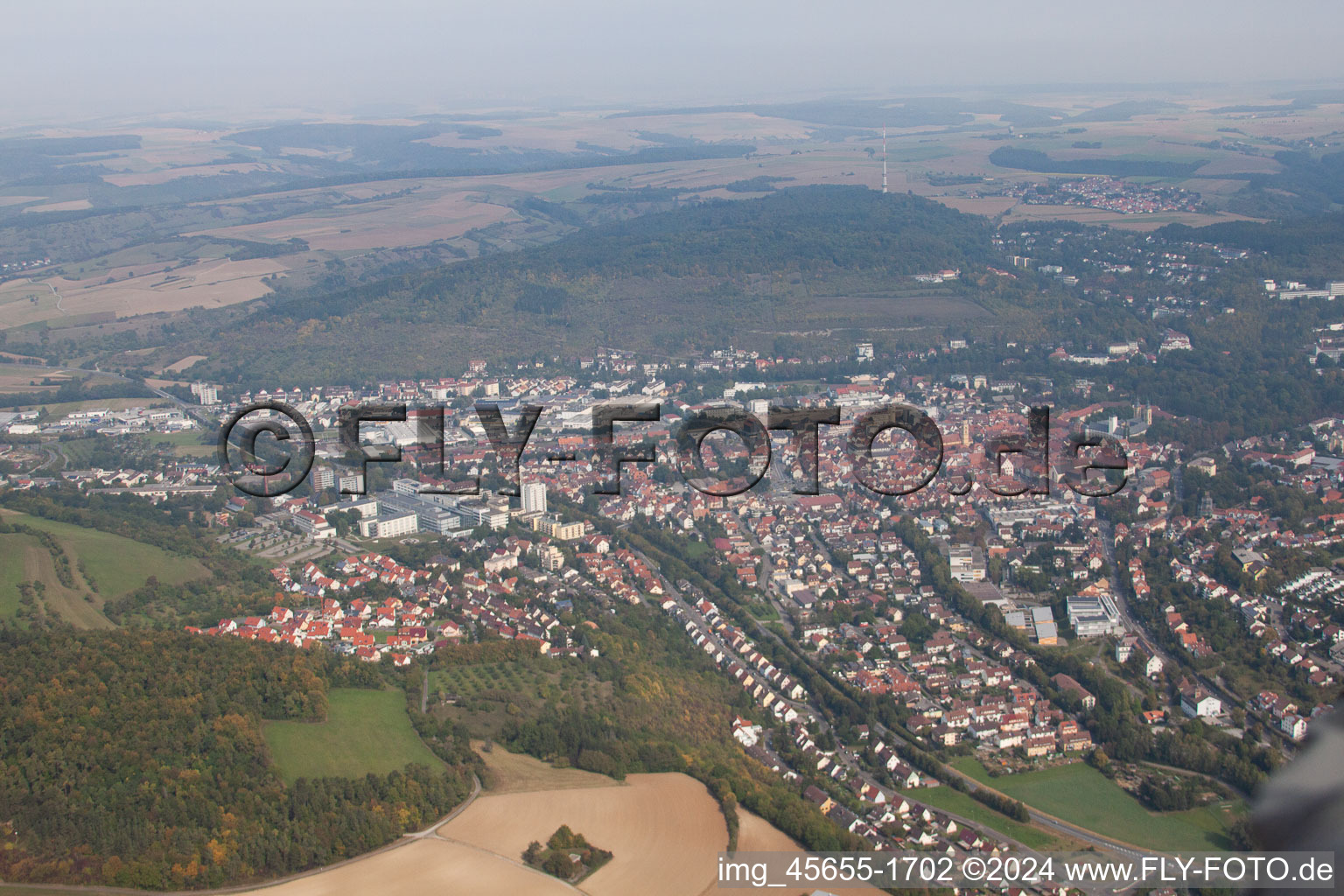 Aerial view of Bad Mergentheim in the state Baden-Wuerttemberg, Germany