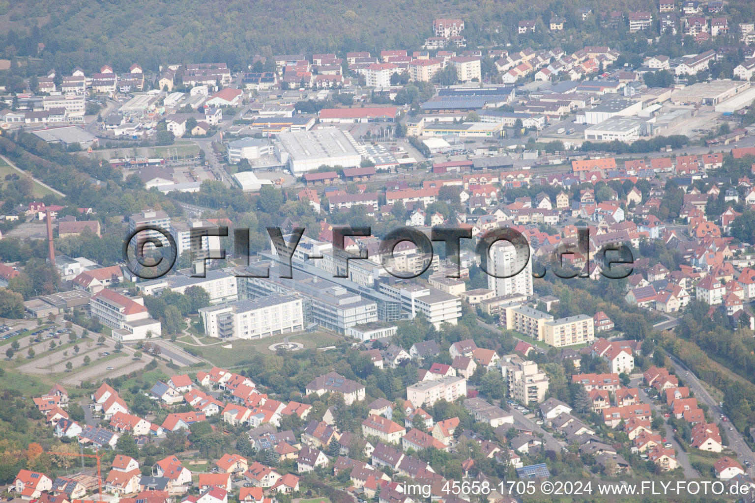 Bad Mergentheim in the state Baden-Wuerttemberg, Germany from above